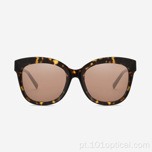 Óculos de sol feminino de acetato de corte chanfrado Cat Eye